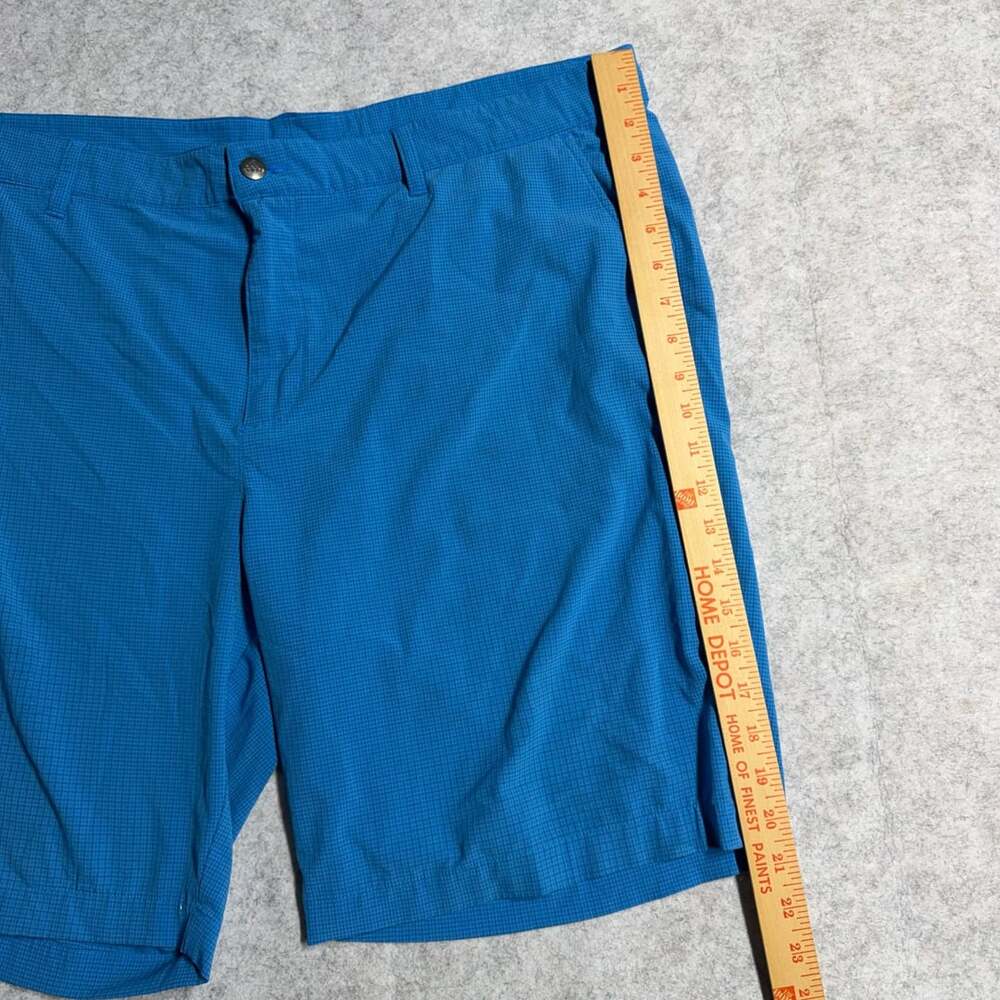 Adidas Golf Shorts Blue Grid Pattern Performance Stretch - Picture 4 of 10